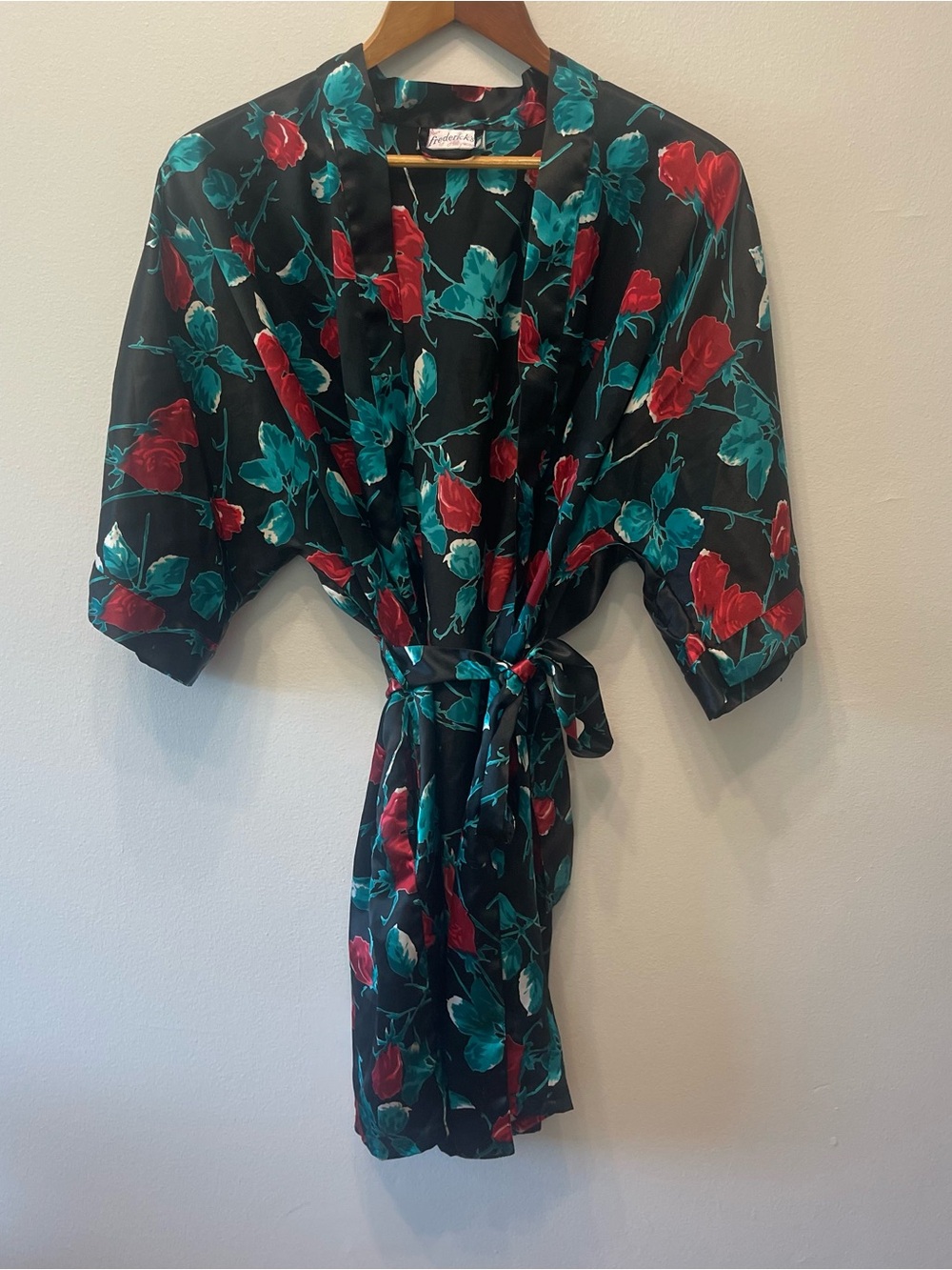 80s/90s Frederick’s of Hollywood satin rose robe S/M